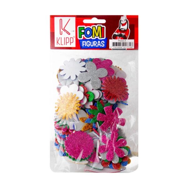 figuras de flores en foami paquete 90 unidades Klipp