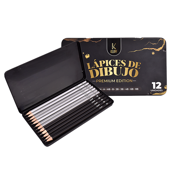 LÁPIZ DIBUJO 12 UND CAJA METALICA SURTIDO PREMIUN KLIPP