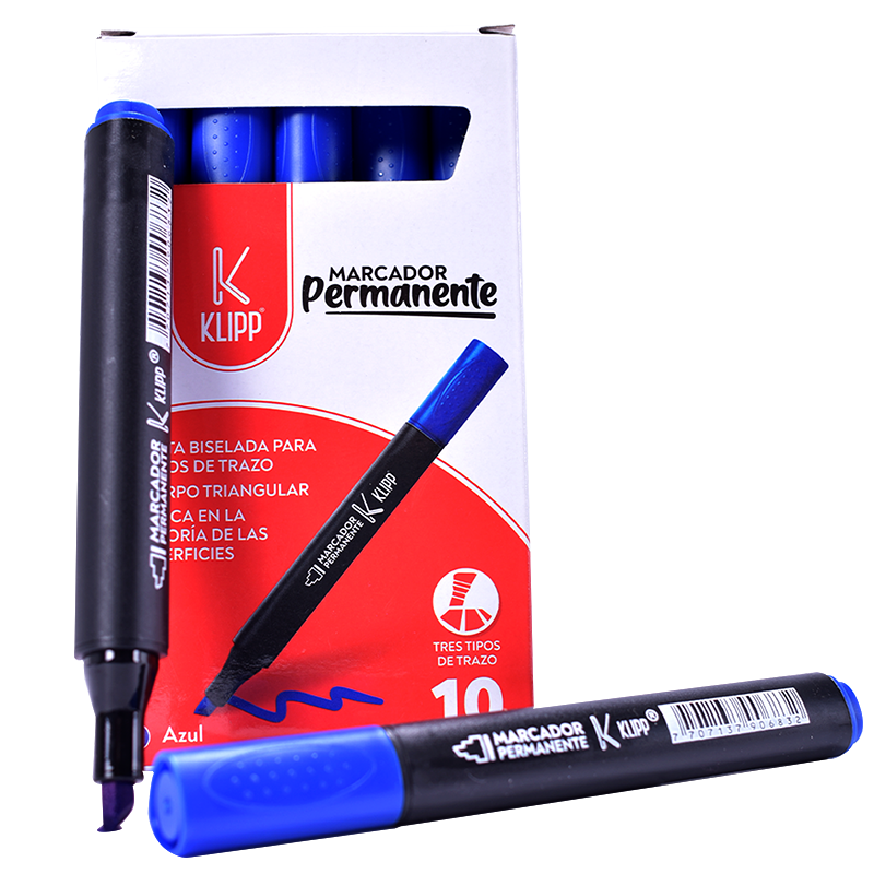 MARCADOR PERMANENTE 10 UND AZUL KLIPP