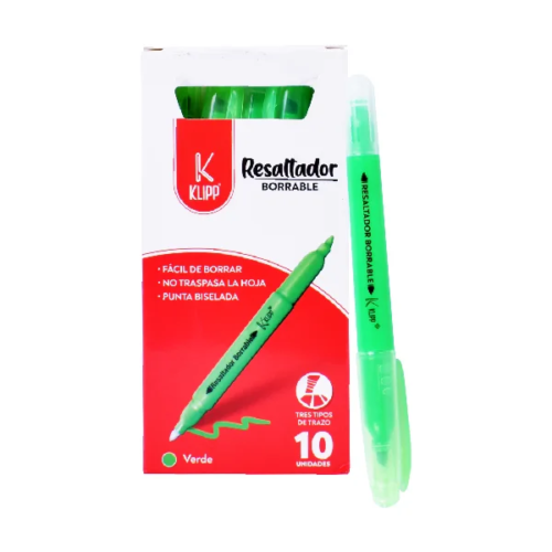 RESALTADOR BORRABLE 10 UND VERDE KLIPP