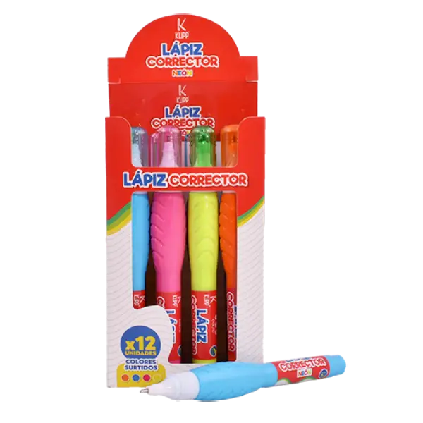 CORRECTOR LÁPIZ 7ML 12 UND NEON SURTIDO KLIPP